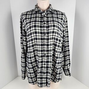 Madewell Black White Plaid Flannel Button Down Shirt Women’s Small Cotton F7730